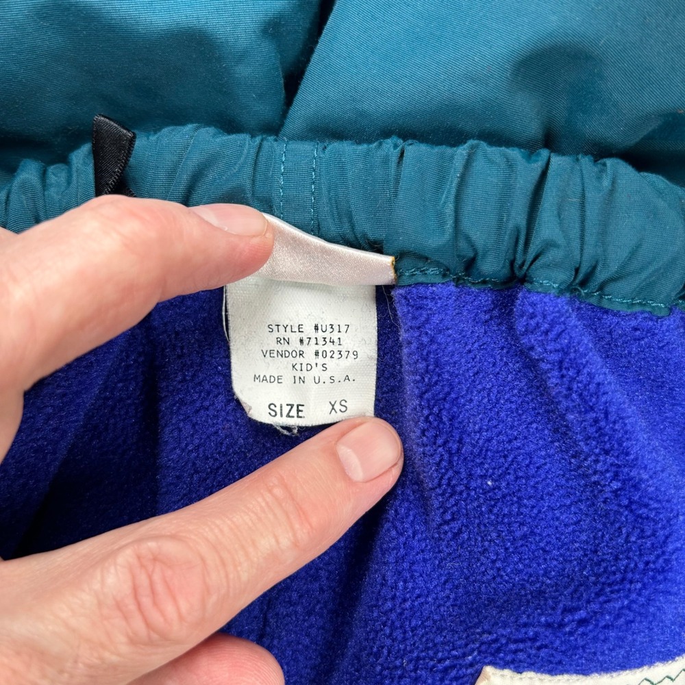 LL Bean Kids Teal Green Fleece Lined Snow Pants Vintage Made in USA XS U317 - Picture 6 of 9